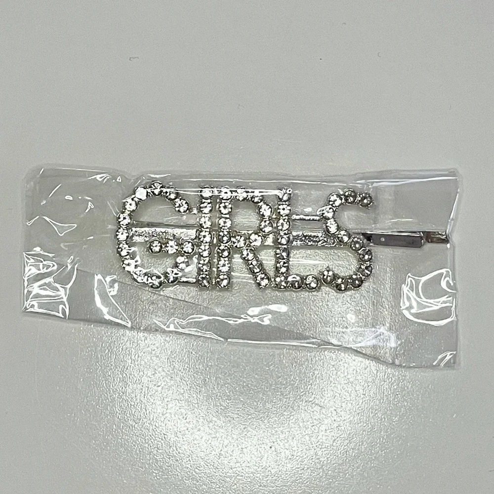“GIRLS” Faux Diamond Studded Crystal Word Metal Hair Pin Hair Accessory